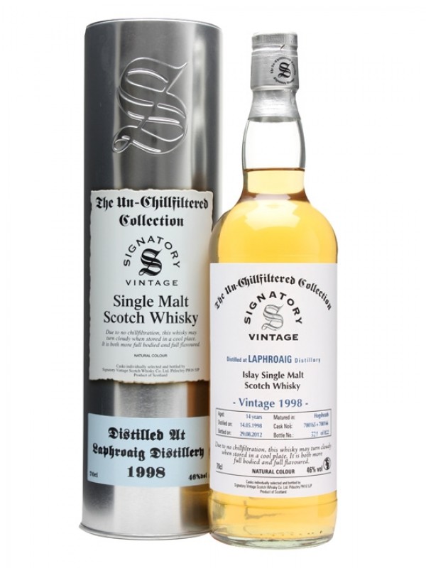 Laphroaig 1998 14 Year Old Casks #700165+6 Signatory Un-Chillfiltered Collection