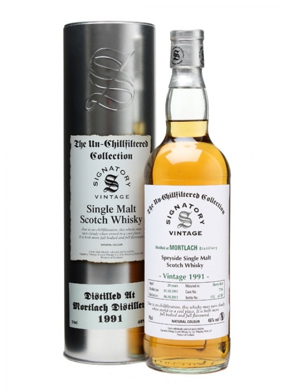 Mortlach 1991 20 Year Old Un Chillfiltered Signatory Un-Chillfiltered Collection